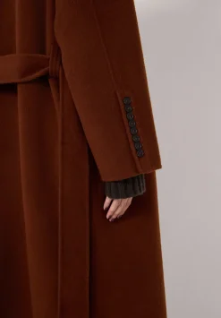 Pure Wool Double Faced Funnel Neck Belted Coat