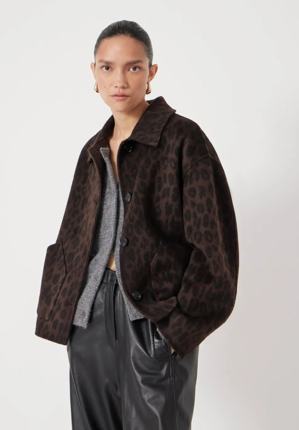 Pure Wool Leopard Double Faced Jacket