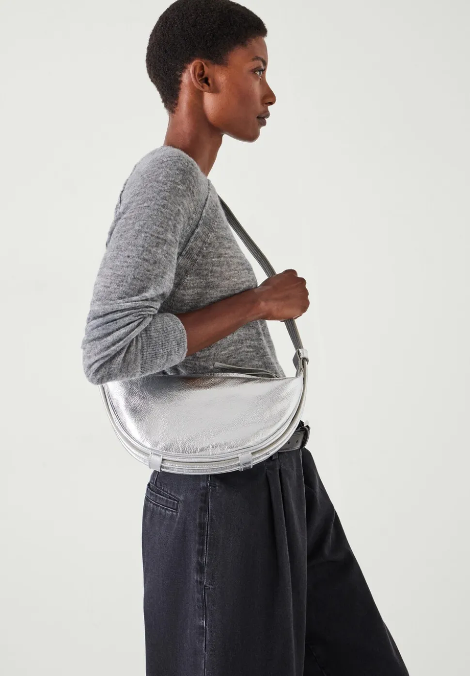 Rory Crescent Leather Crossbody Bag