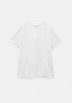 Rosalia Linen Blend V Neck T-Shirt
