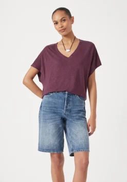 Rosalia Linen Blend V Neck T-Shirt