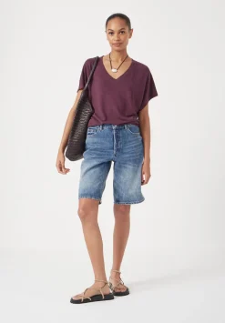 Rosalia Linen Blend V Neck T-Shirt