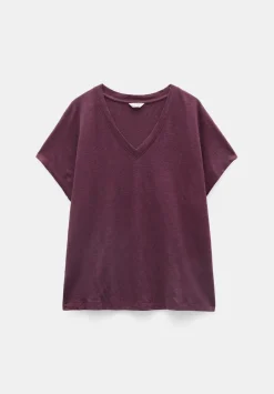 Rosalia Linen Blend V Neck T-Shirt