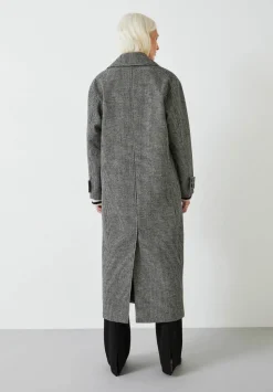 Rose Check Double Breasted Wool Blend Coat