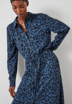 Rosey Leopard Midi Shirt Dress