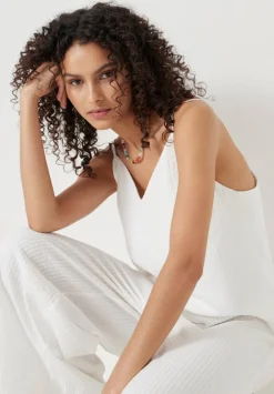 Seersucker Cotton Wide Leg Jumpsuit