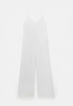 Seersucker Cotton Wide Leg Jumpsuit