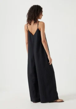 Seersucker Cotton Wide Leg Jumpsuit
