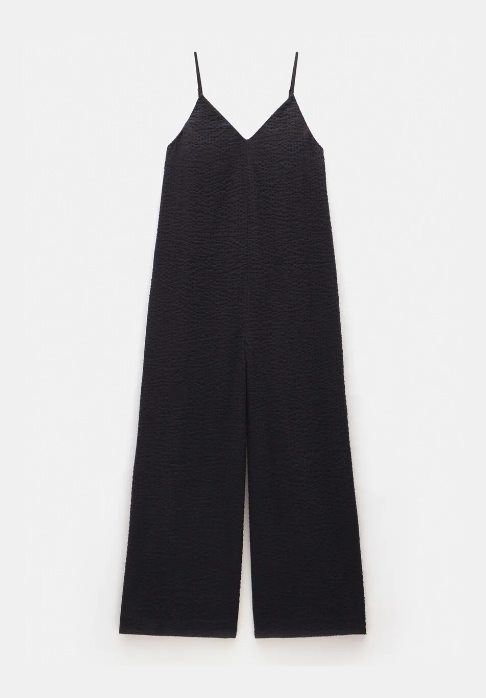 Seersucker Cotton Wide Leg Jumpsuit