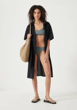 Seersucker Tie Front Beach Dress