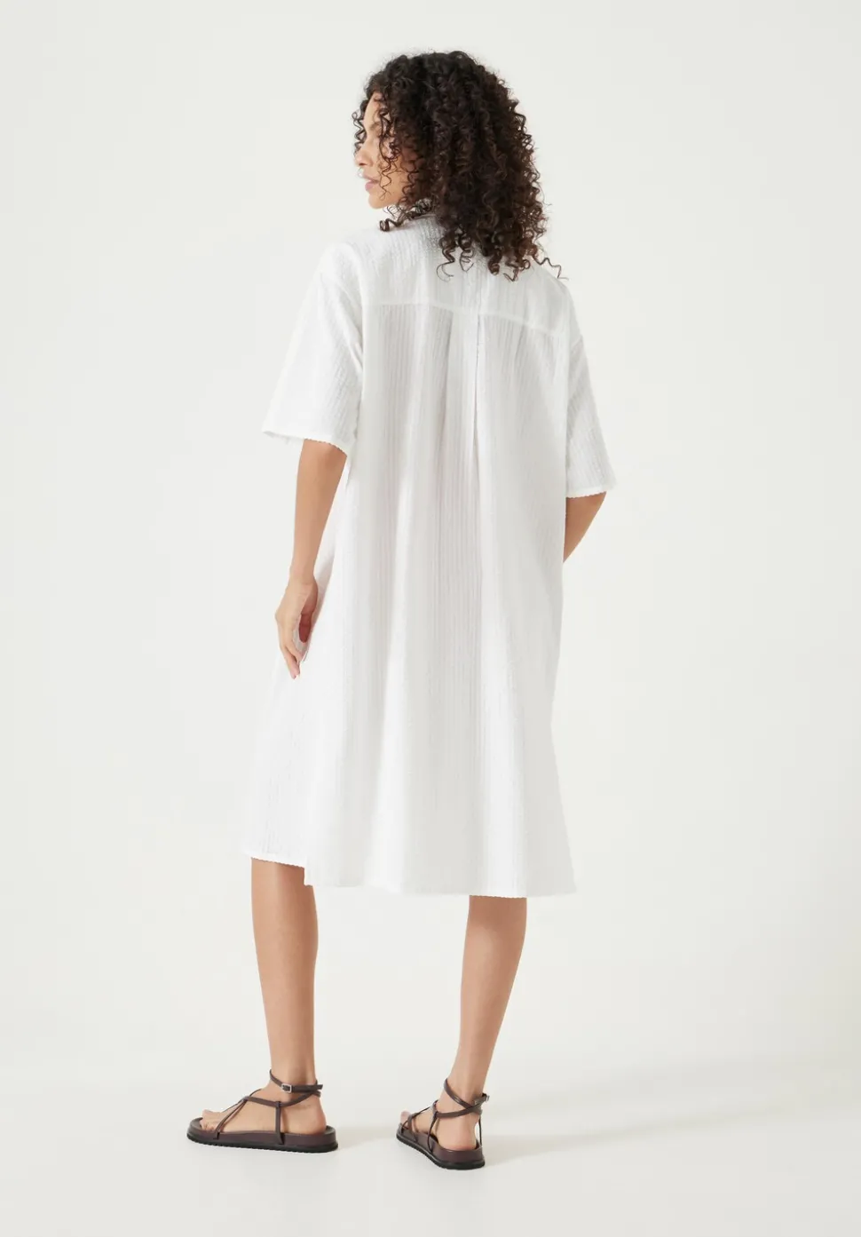 Seersucker Tie Front Beach Dress