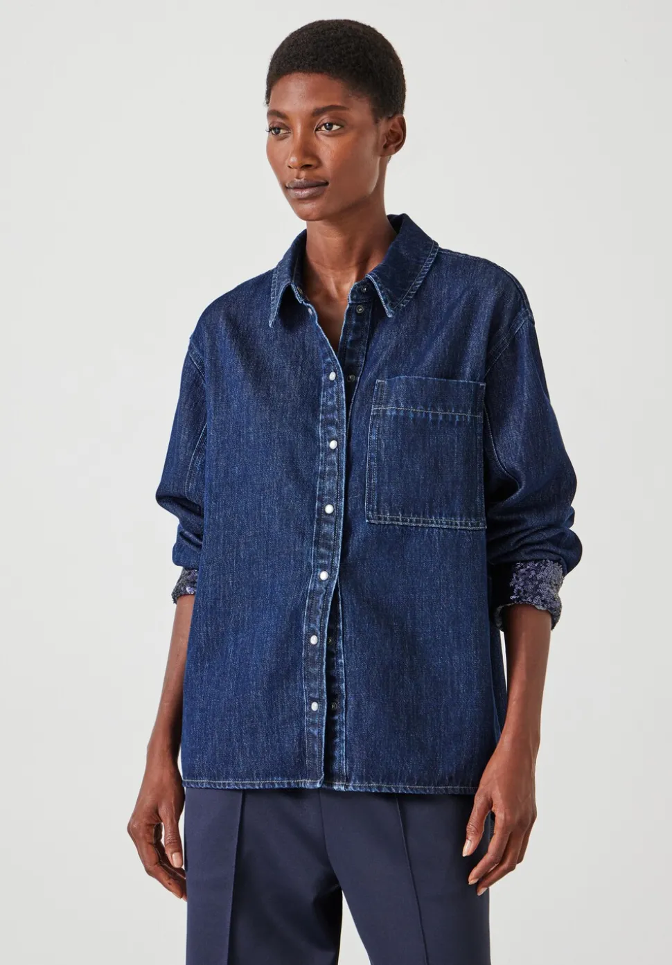Sequin Detail Denim Shirt