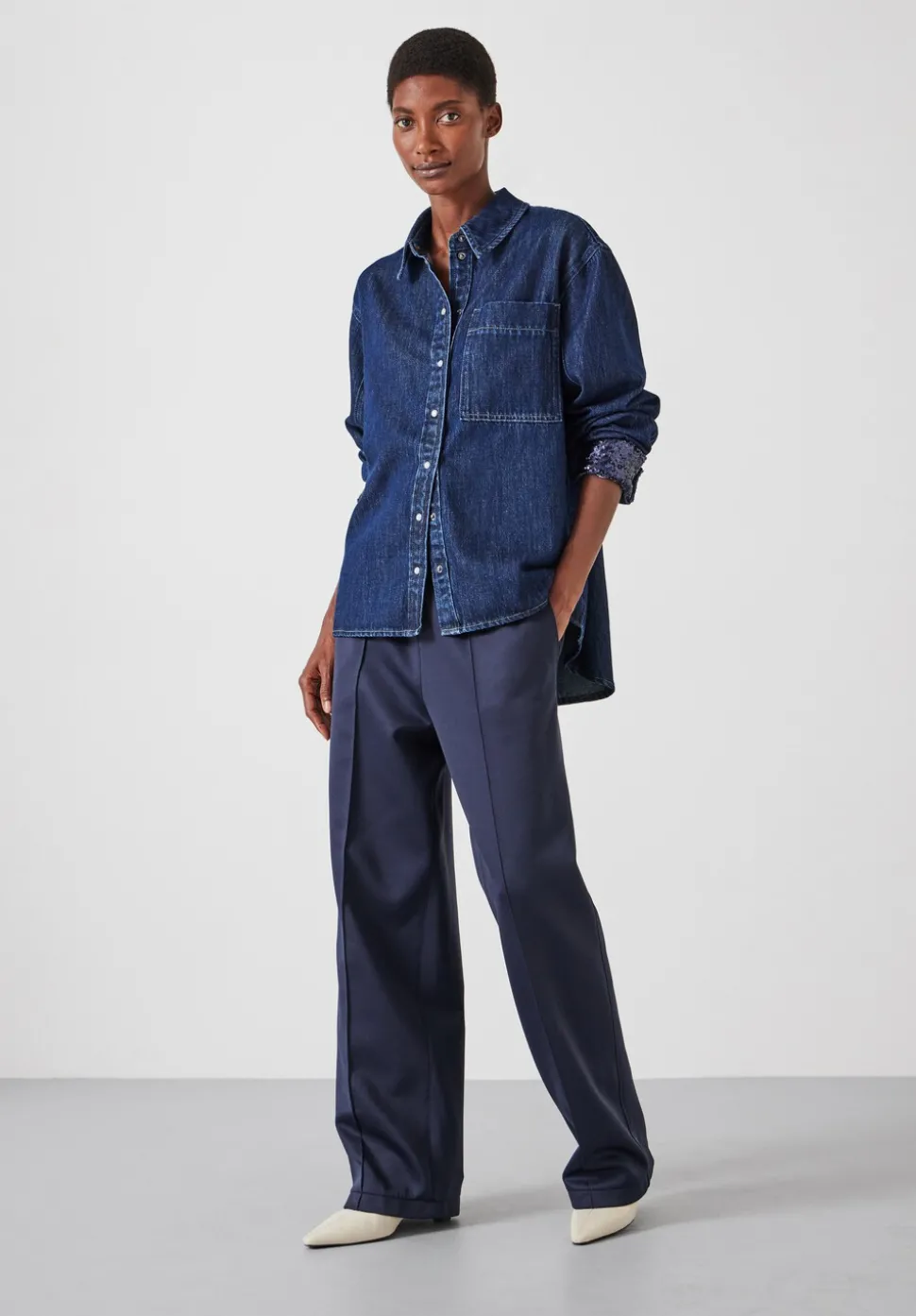 Sequin Detail Denim Shirt