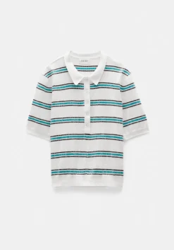 Sequin Stripe Knitted Polo Top