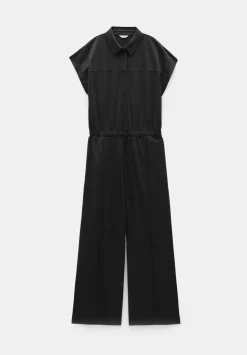 Short Sleeve Wide Leg Jersey Jumpsuit