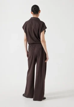 Short Sleeve Wide Leg Jersey Jumpsuit