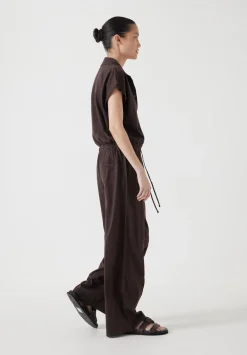 Short Sleeve Wide Leg Jersey Jumpsuit
