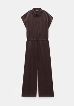 Short Sleeve Wide Leg Jersey Jumpsuit