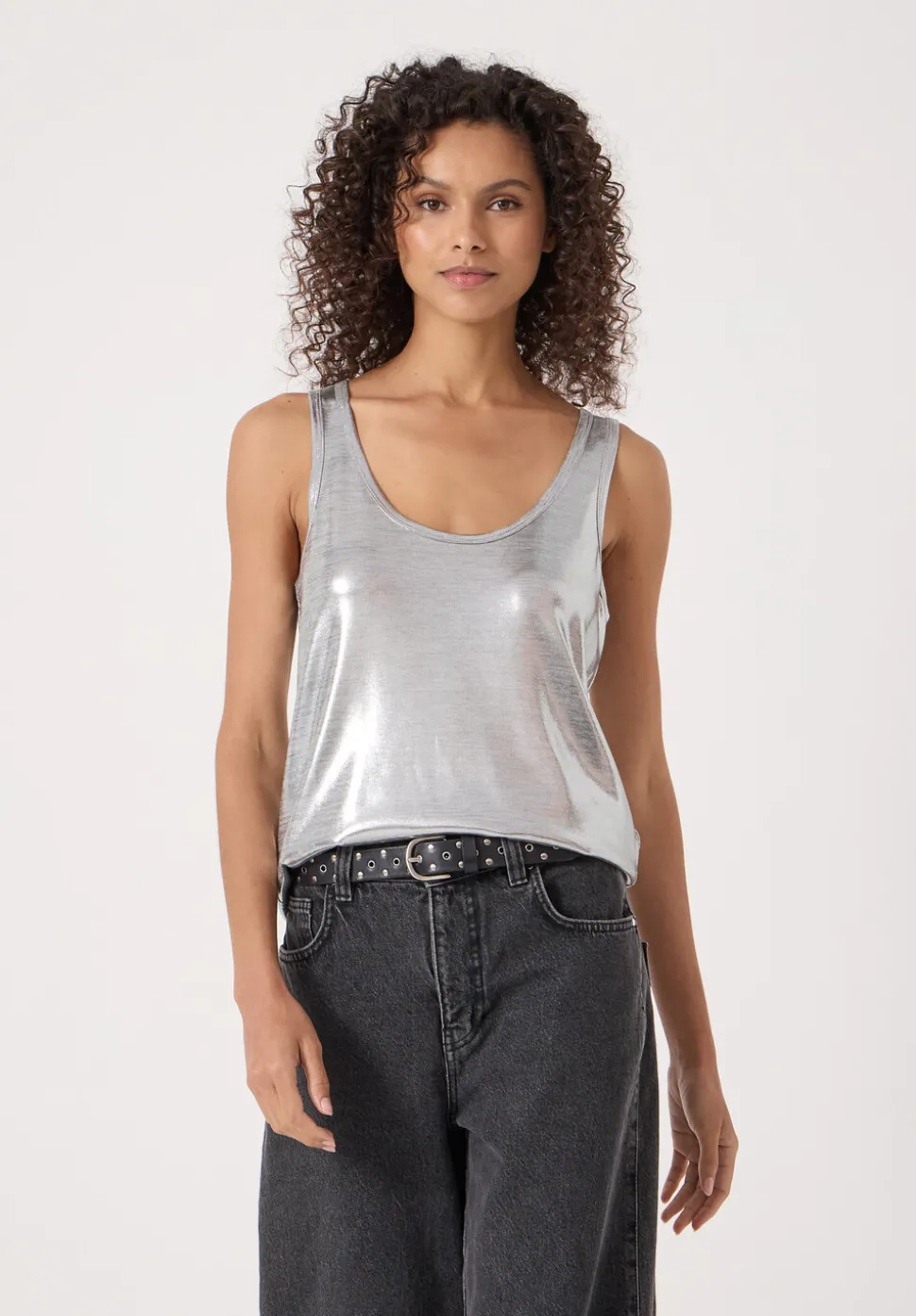 Silver Metallic Slub Vest