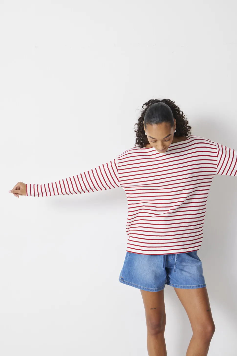 Slash Neck Stripe Top