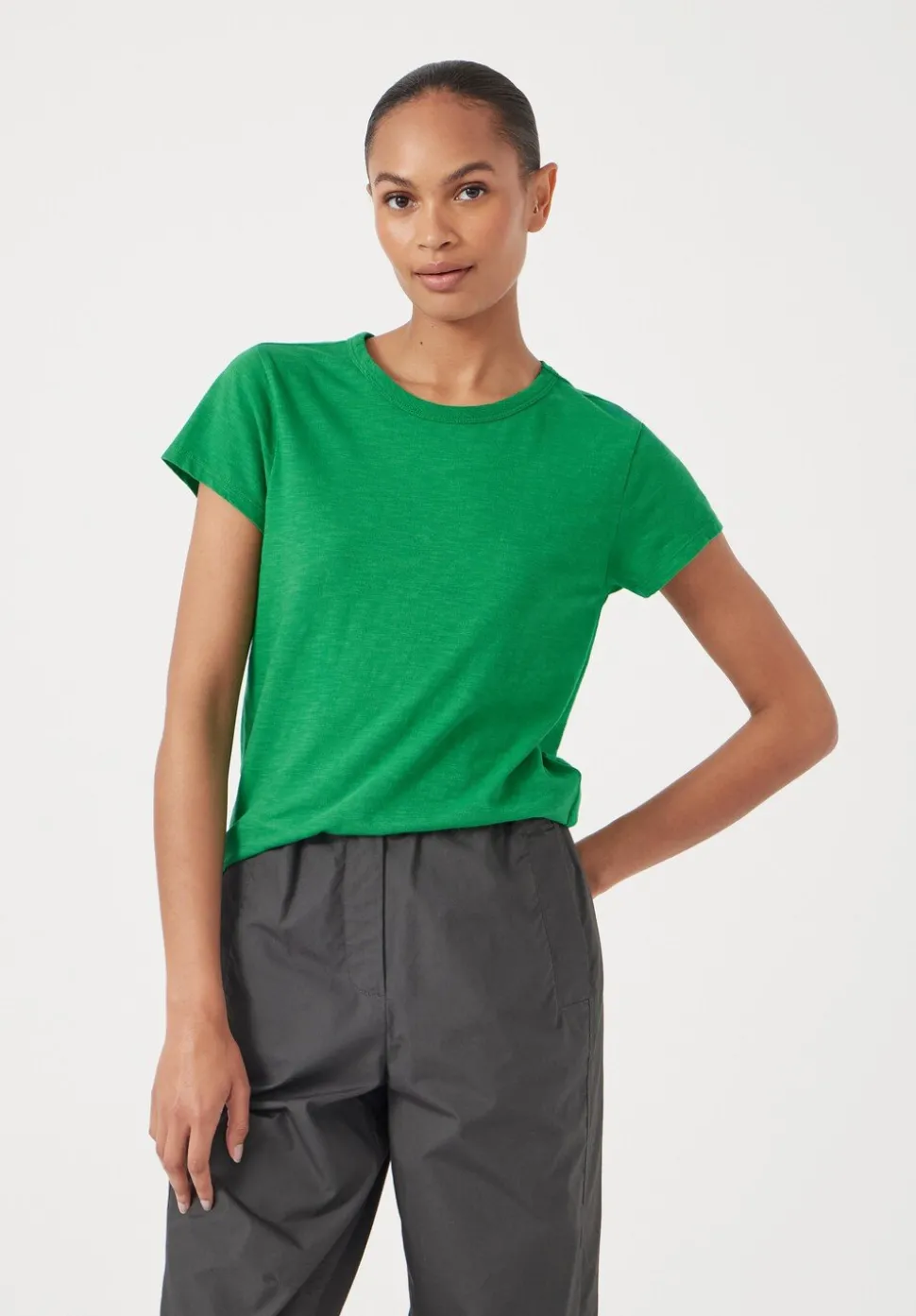 Slim Fit Slub Cotton Crew Neck T-Shirt