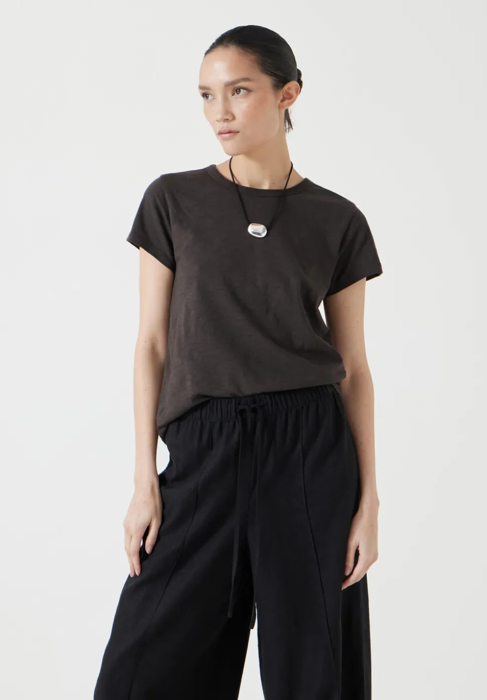 Slim Fit Slub Cotton Crew Neck T-Shirt