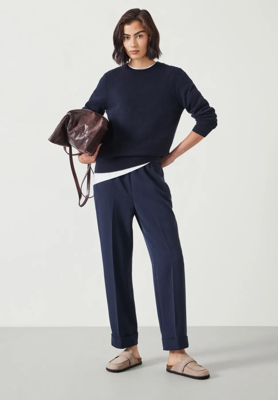 Slim Pull On Suit Trousers