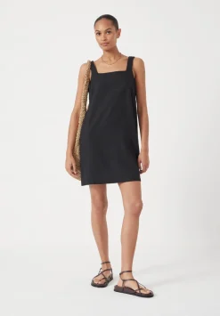 Square Neck Linen Blend Mini Dress