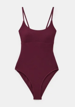 Square Neck Texture Swimsuit