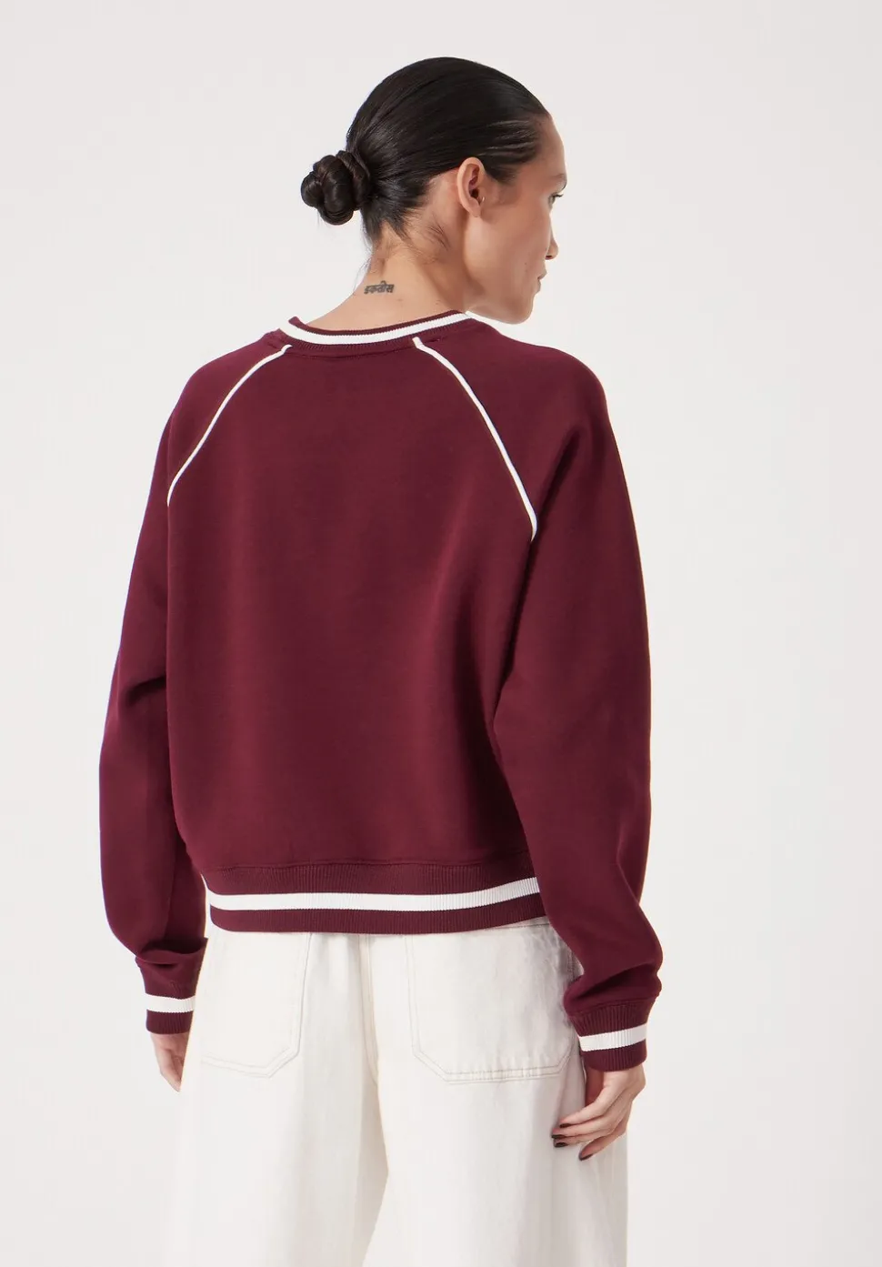 Striped Rib Raglan Sweatshirt