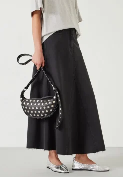 Studded Rory Crescent Leather Crossbody Bag