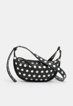Studded Rory Crescent Leather Crossbody Bag