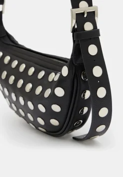 Studded Rory Crescent Leather Crossbody Bag