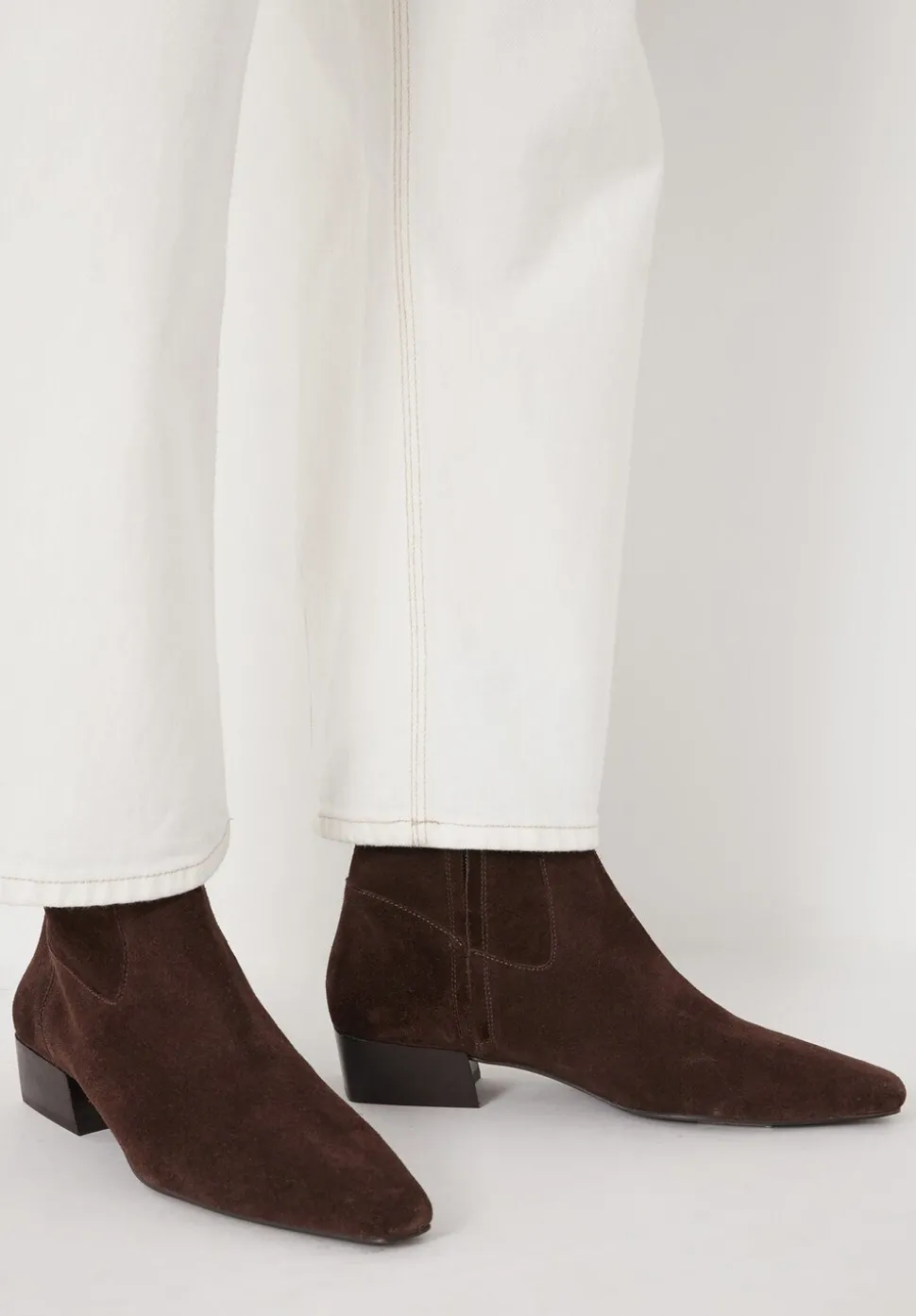 Suede Square-Toe Boots