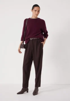 Tapered Leg Wool Blend Trousers