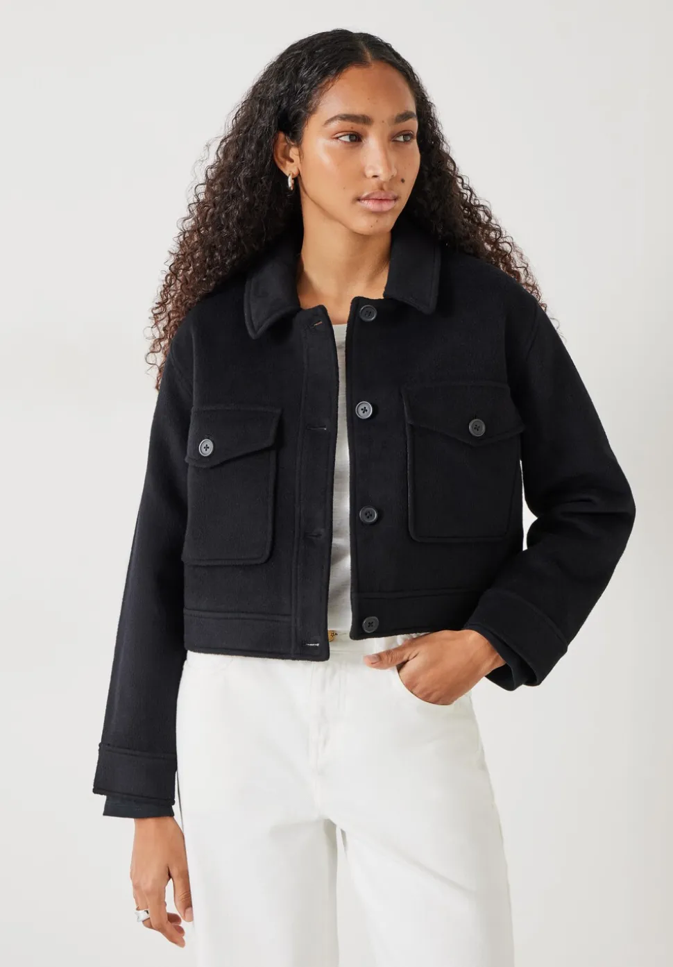 Taylah Relaxed Cropped Wool Jacket