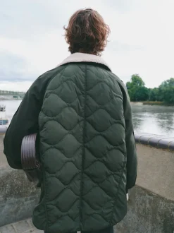 Teddy Collar Quilt Mix Jacket