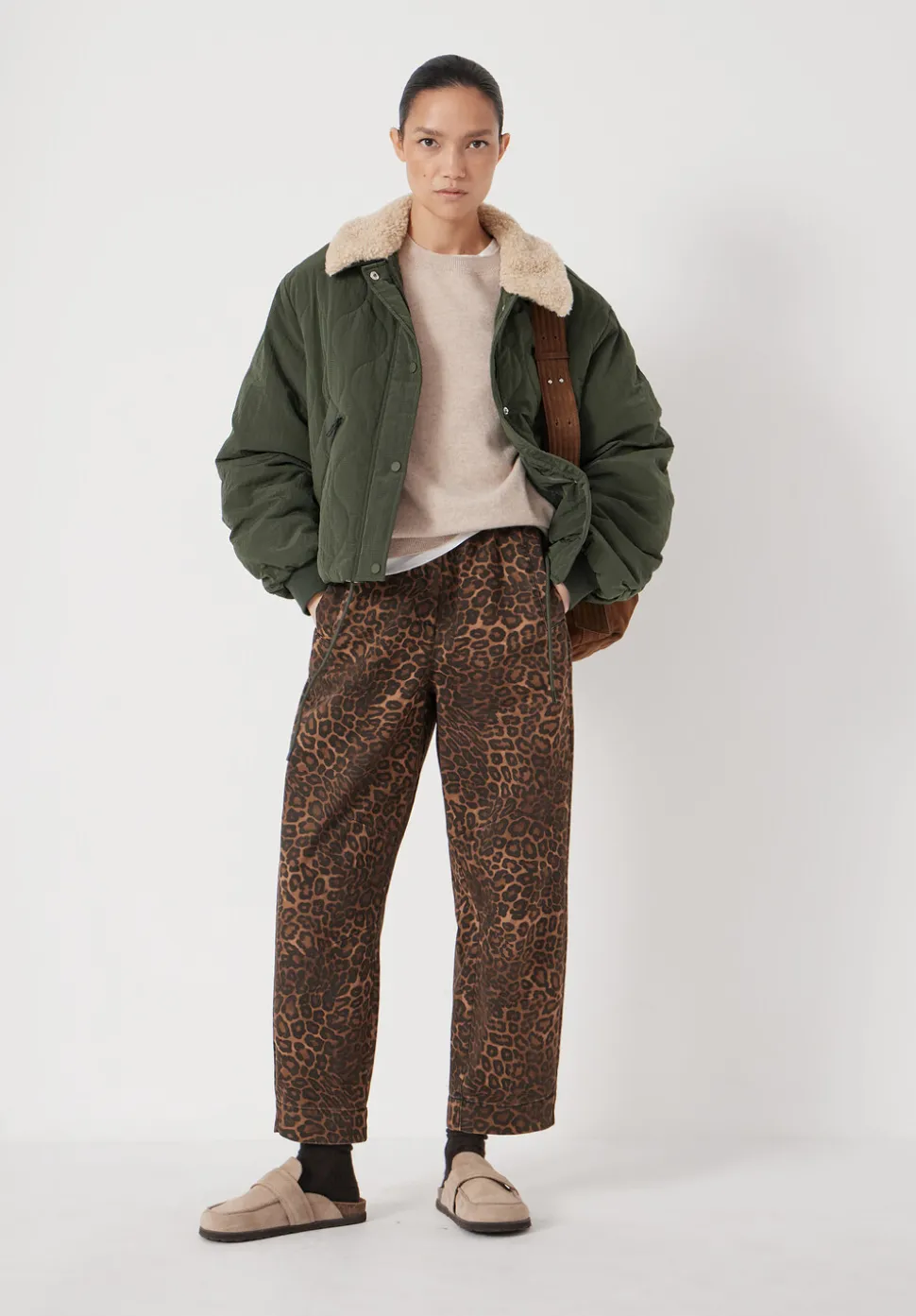 Teddy Collar Quilted Bomber