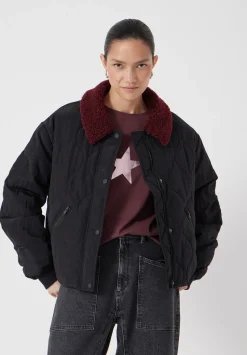 Teddy Collar Quilted Bomber