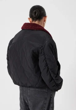 Teddy Collar Quilted Bomber