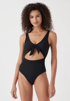 Tie Front Texture Swimsuit