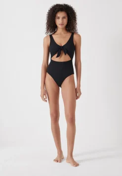 Tie Front Texture Swimsuit