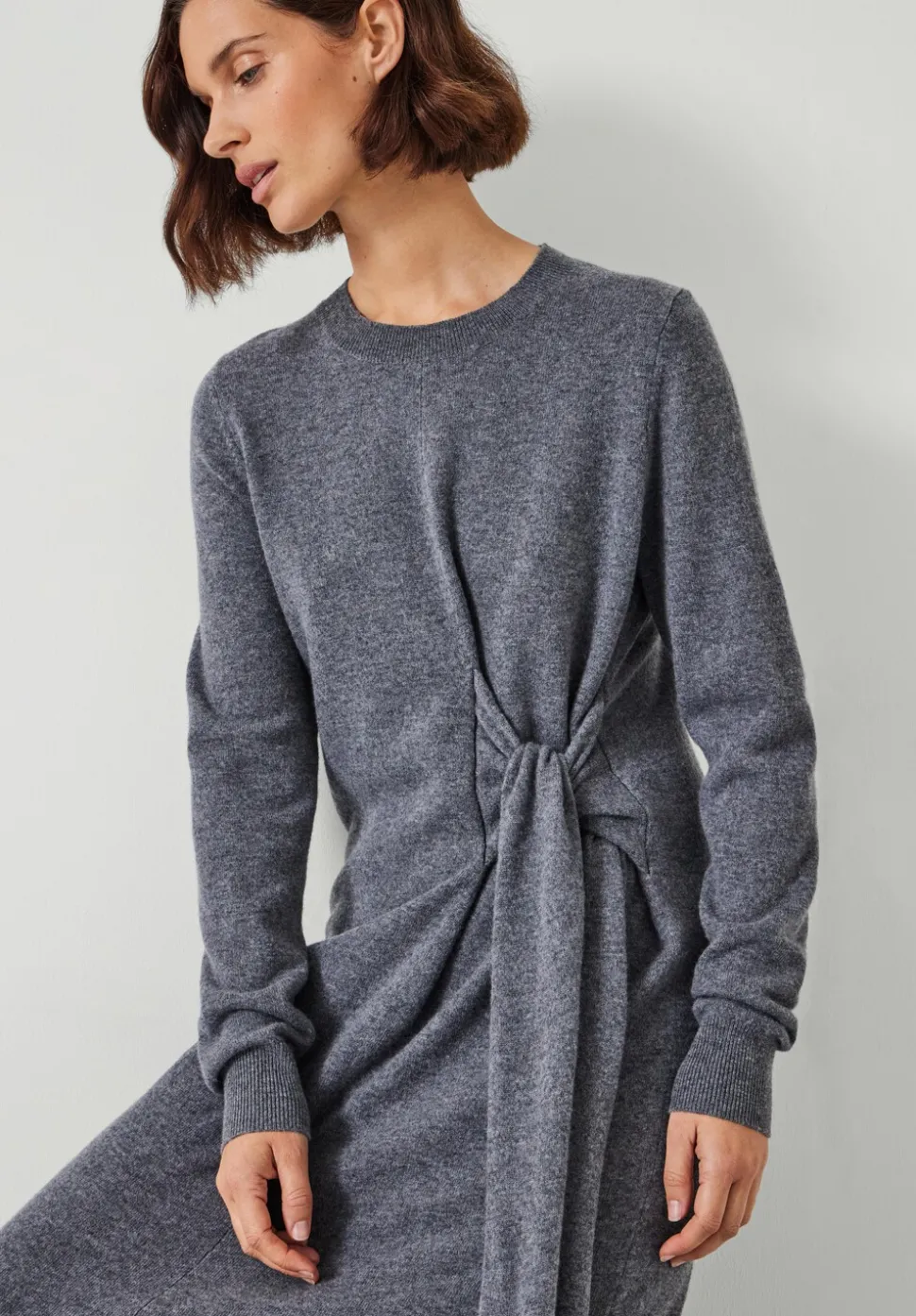 Tilly Tie Waist Merino Wool Midi Dress