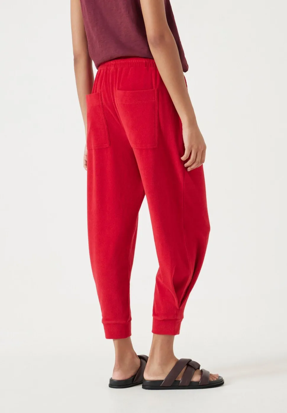 Towelling Barrel Leg Pleat Joggers