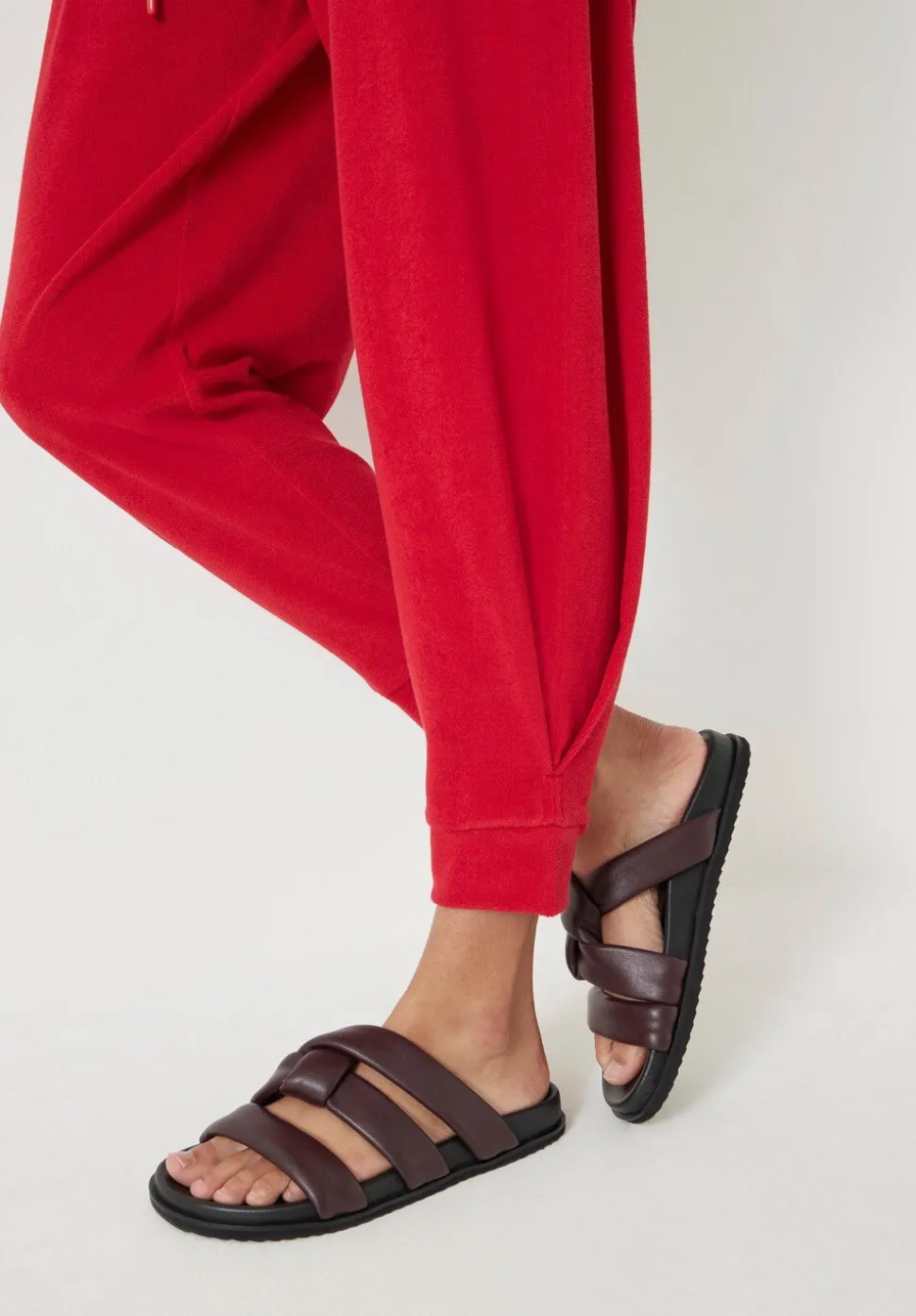Towelling Barrel Leg Pleat Joggers