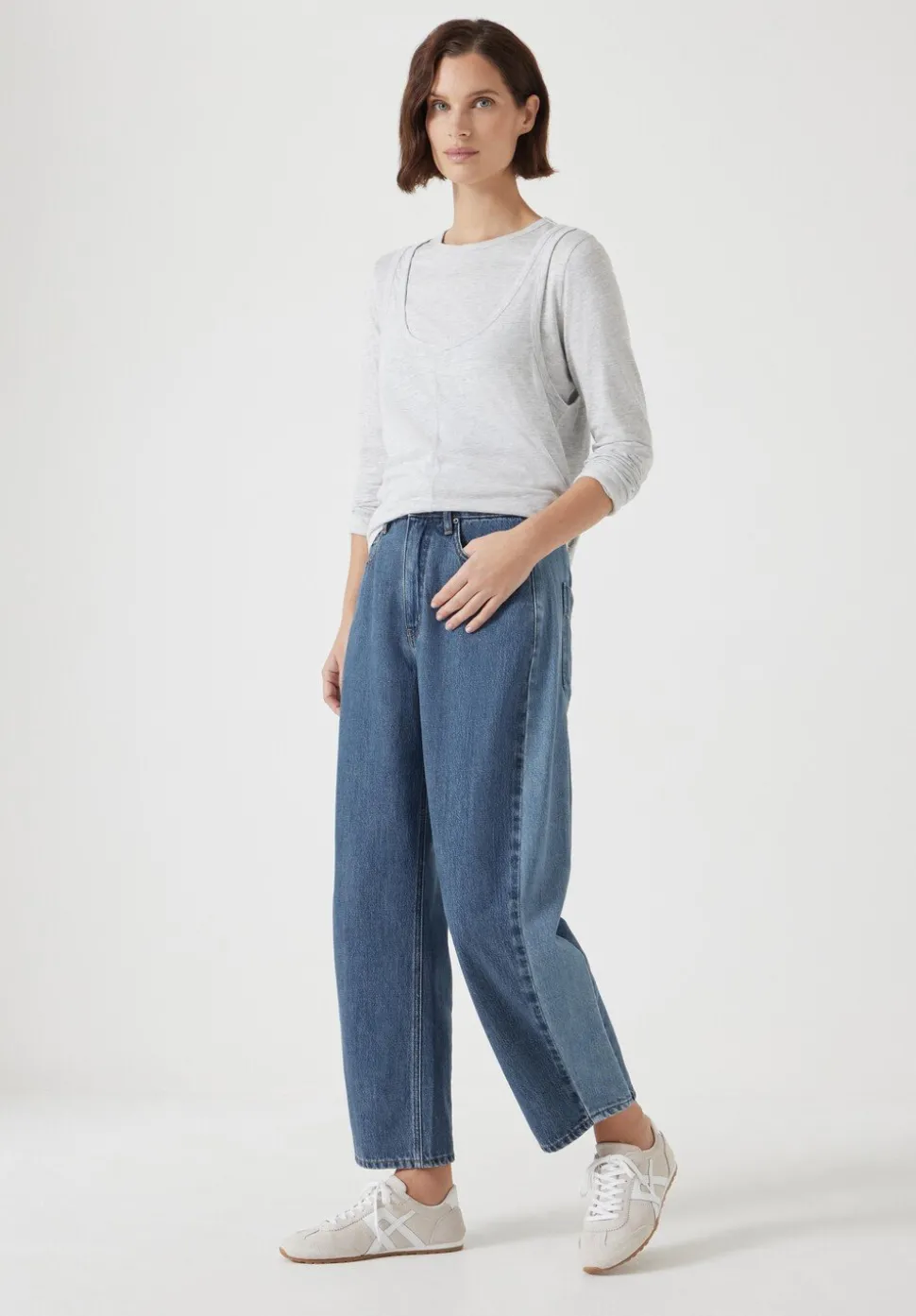 Two Tone Barrel Leg Jeans