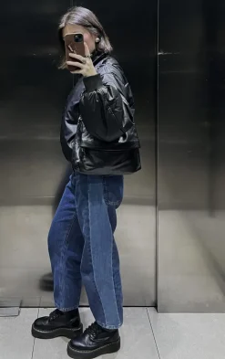 Two Tone Barrel Leg Jeans