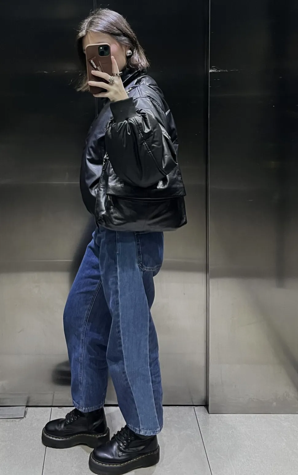 Two Tone Barrel Leg Jeans