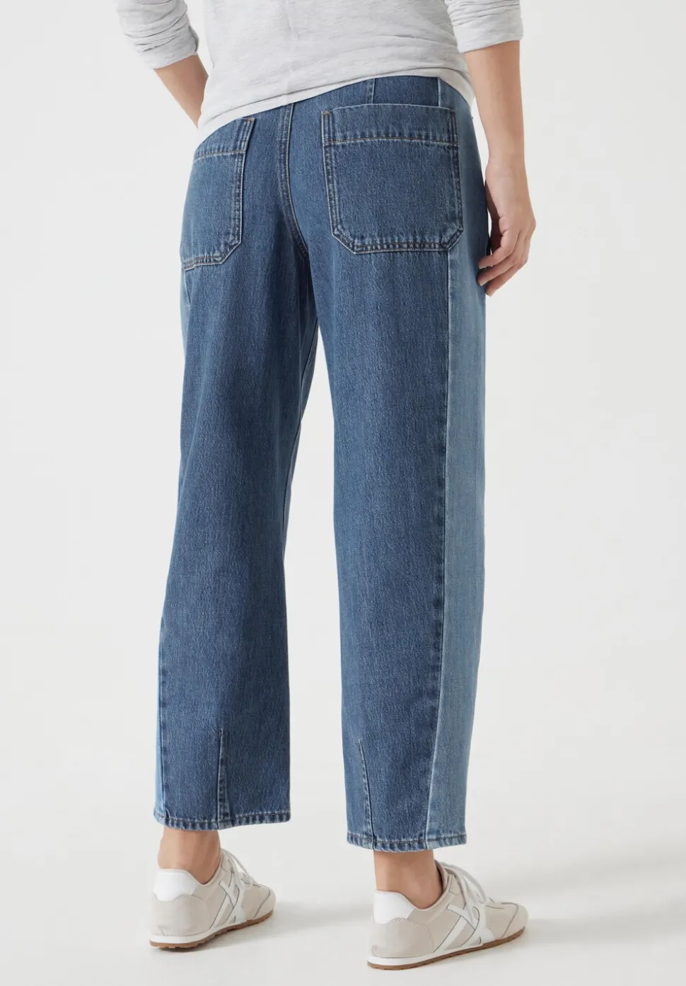 Two Tone Barrel Leg Jeans
