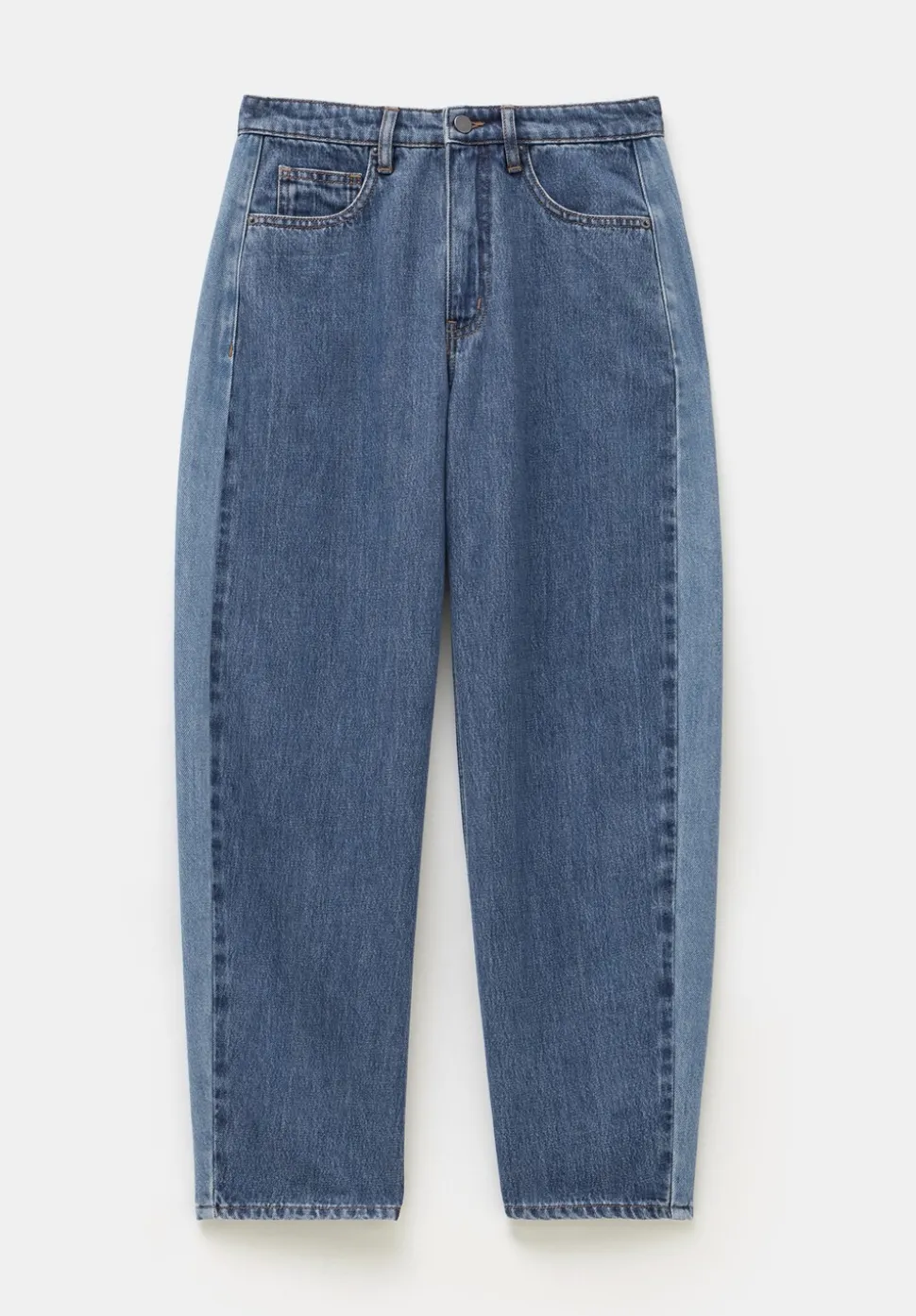 Two Tone Barrel Leg Jeans